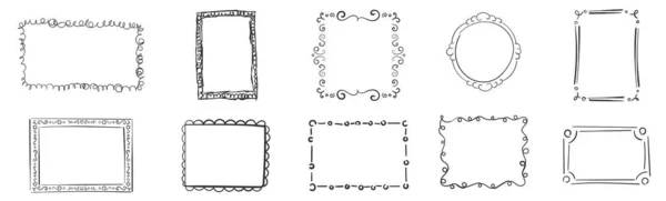 Rahmen Ränder skizziert Doodle in handgezeichnetem Stil — Stockvektor