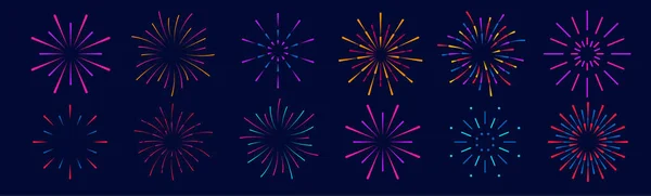 Feux d'artifice ou salut pour Noël, anniversaire, style plat — Image vectorielle