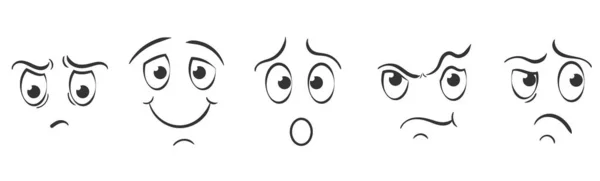 Main dessiner des émotions gribouiller, gribouiller des visages drôles. — Image vectorielle