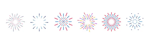 Firework colorful explosion for holidays flat set — Stockvektor