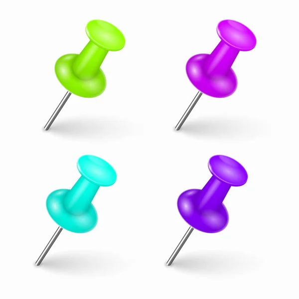 3d pin tack, pinned pushpin, stationery needle — Archivo Imágenes Vectoriales