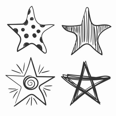 El çizimi karalama stili yıldız, karalama çizimi.