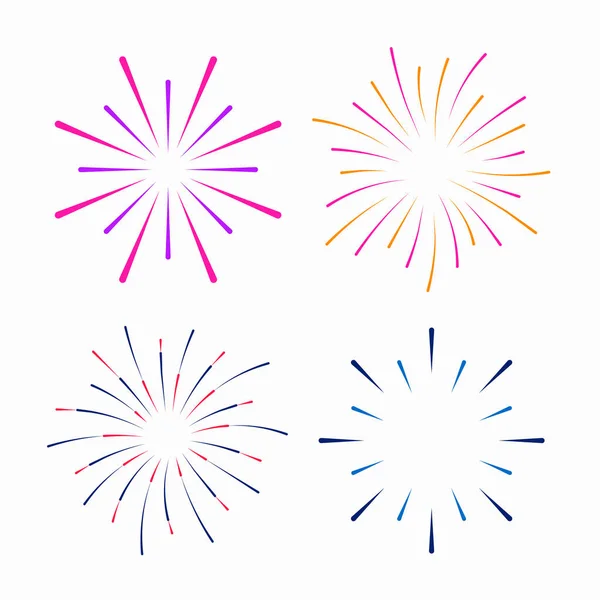 Firework colorful explosion for holidays flat set — 스톡 벡터