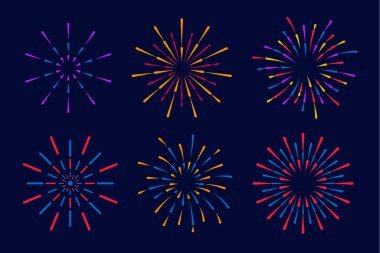 Tatil için düz set için havai fişek renginde patlama