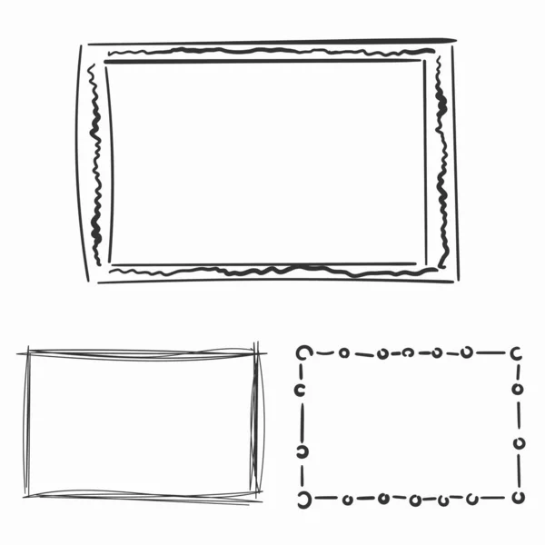 Marcos dibujados a mano, bordes cuadrados, garabato — Archivo Imágenes Vectoriales
