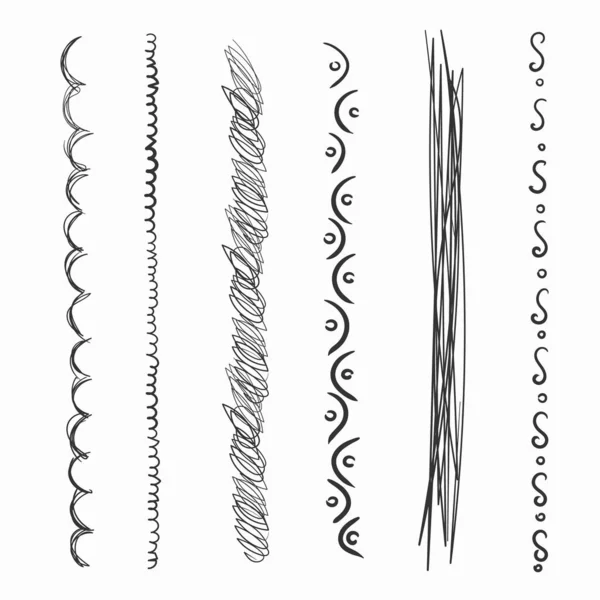 Linha desenhada à mão, pincel caneta, rabiscar acidente vascular cerebral doodle —  Vetores de Stock