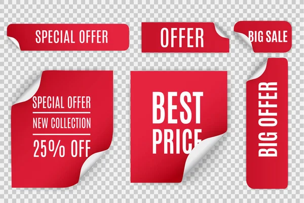 Sale banners, tag, sticker, badge, discount price — Vector de stock