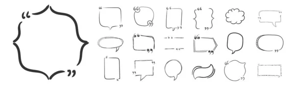 Set Blank Hand Drawn Speech Bubble Balloon Quotation Marks Quotes — ストックベクタ