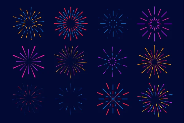 Tűzijáték Újévi Fesztiválra Tűzijáték Készlet Design Elem Ünnepekre Ünnepi Party — Stock Vector