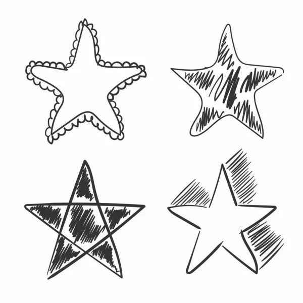Doodle Drawing Star Starry Sketch Stars Icon Isolated White Background — Stockový vektor