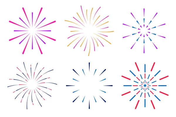 Firework Celebrations New Year Festival Fireworks Set Design Element Holidays — Stockvector