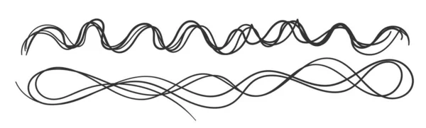 Set Handmade Lines Underlines Black Marker Grunge Brush Stroke Lines — стоковый вектор