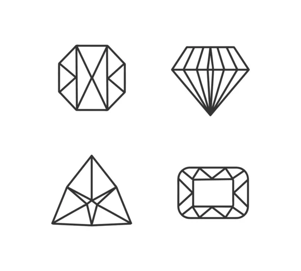 Diamentowa Biżuteria Luksusowe Prezenty Jakości Zestaw Diamentów Płaskim Stylu Odizolowany — Zdjęcie stockowe