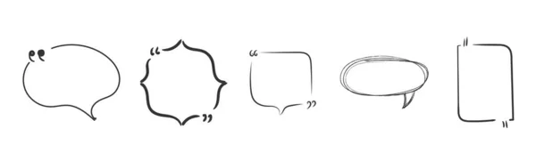 Set Blank Hand Drawn Speech Bubble Balloon Quotation Marks Quotes — Image vectorielle