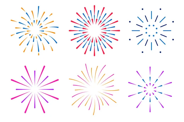 Firework Celebrations New Year Festival Fireworks Set Design Element Holidays — Stockvector