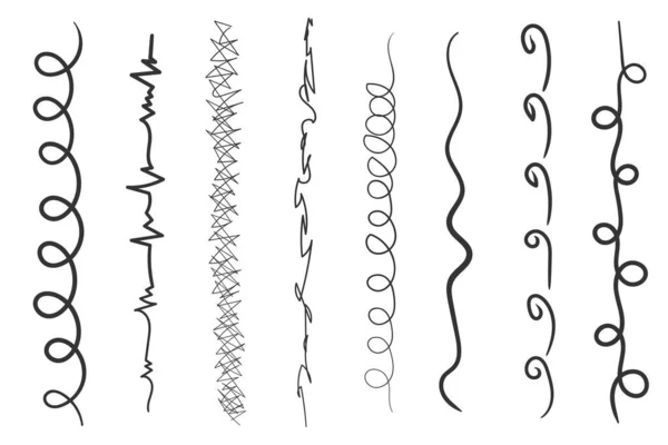 Set Handmade Lines Underlines Black Marker Grunge Brush Stroke Lines — Wektor stockowy