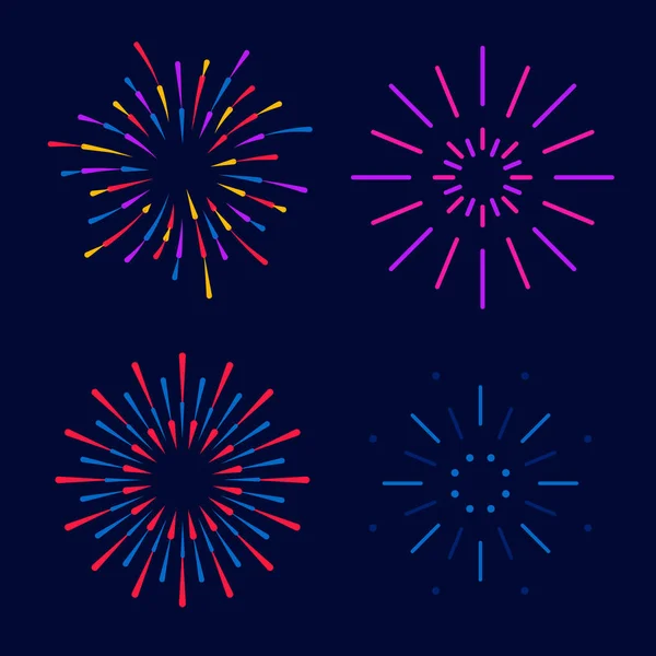 Firework Celebrations New Year Festival Fireworks Set Design Element Holidays — Stock Vector