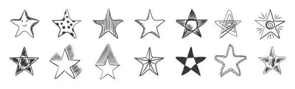 Doodle Drawing Star Starry Sketch Stars Icon Isolated White Background — 스톡 벡터