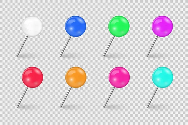 Realistic Colored Pointer Marker Pin Tack Pinned Board Pushpin Organized — стоковый вектор