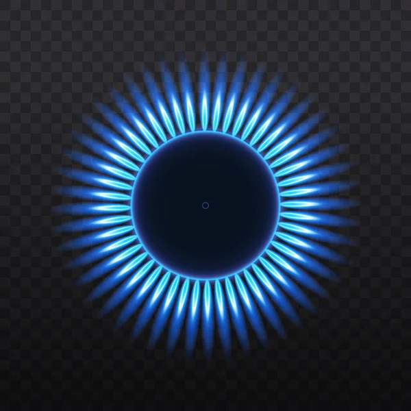 Ρεαλιστικό Καυστήρα Αερίου Φλόγα Μπλε Πορτοκαλί Στρογγυλό Πάνω Όψη Φυσικό — Διανυσματικό Αρχείο