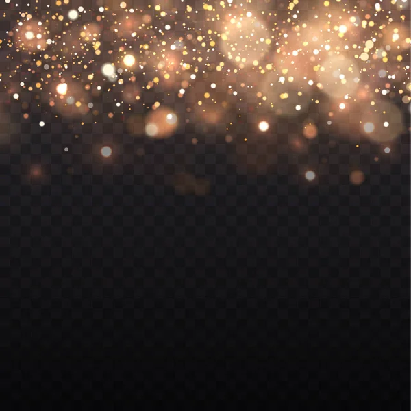 Xmas Background Shining Dust Christmas Glowing Golden Bokeh Confetti Sparkle — Stock vektor