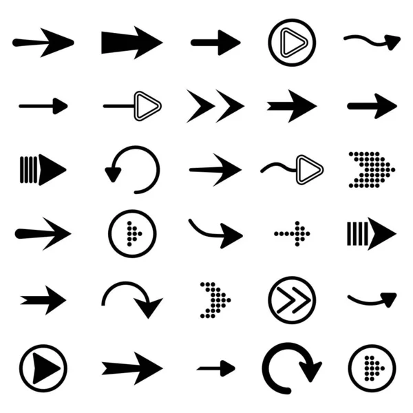 Flèche Directionnelle Style Plat Isolé Sur Fond Blanc Ensemble Différents — Image vectorielle
