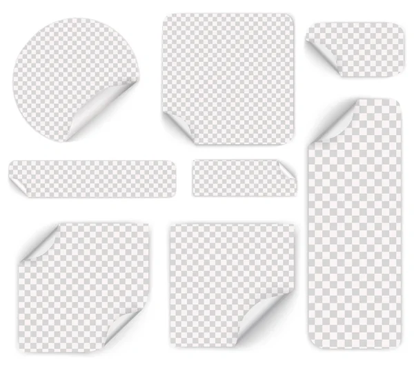 Σετ Αυτοκόλλητων Στρόγγυλων Αυτοκόλλητων Διπλωμένες Άκρες Λευκό Χάρτινο Αυτοκόλλητο Διαφόρων — Διανυσματικό Αρχείο