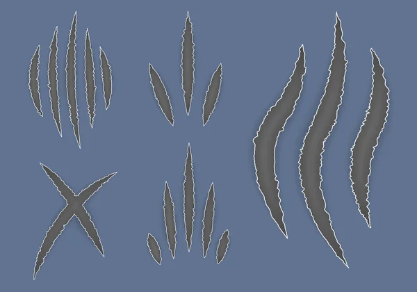 Claw Marks Scratches Torn Traces Animal Paw Slashes Claw Scratchs — Vector de stock