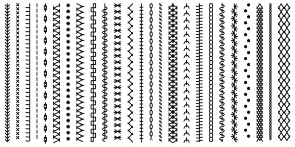 Different Types Machine Black Stitch Brush Pattern Fasteners Dresses Garments — Archivo Imágenes Vectoriales