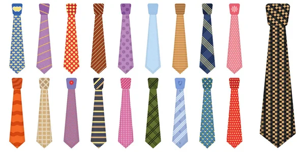 Men Accessories Ties Fashioned Set Various Colored Ties Isolated White — Stockvektor