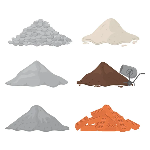 Set Building Material Sand Stones Cement Crushed Stone Brick Gypsum — Image vectorielle