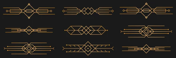 Art Deco Frame Border Ornament Set Geometric Golden Label Frame — Stock vektor