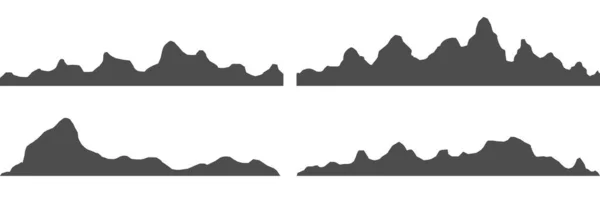 Silhouettes Mountains Highlands Rocky Landscapes Hills White Background Set Black — 스톡 벡터