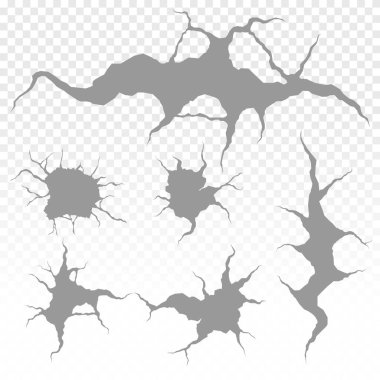 Geology damage earth surface, ground cracks holr texture or earthquake wallpaper. Realistic cracks in the wall. Cracked craquelure and damaged wall texture. Vector illustration, eps 10.