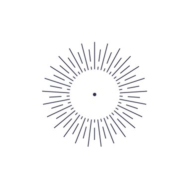 Set of vintage hand drawn sunburst, sun rays design elements, explosion black rays. Bursting rays sunrise firework starburst burst for logotype, emblem, logo, tag, stamp, banner. Vector illustration.