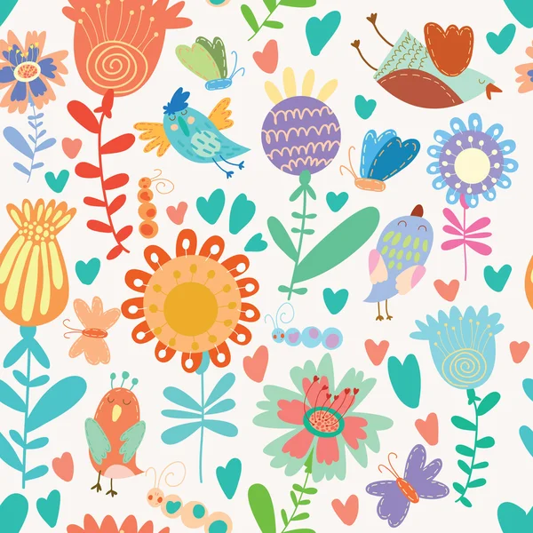 Floral cute seamless pattern. — Stock Vector