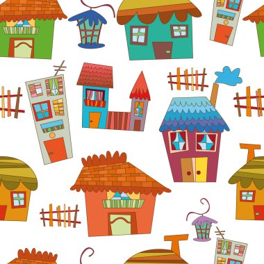 karikatür evlerin seamless modeli.