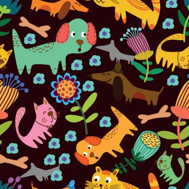 karikatür çocuksu tasarımlar için seamless modeli.