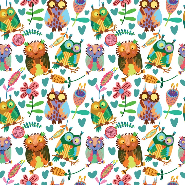 Cute seamless pattern  with owls — Stock Vector