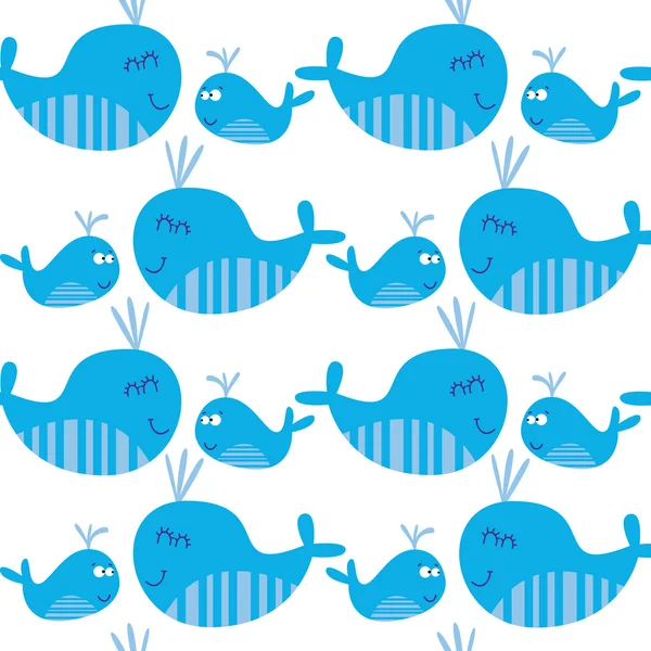 Mignon motif sans couture avec des baleines — Image vectorielle