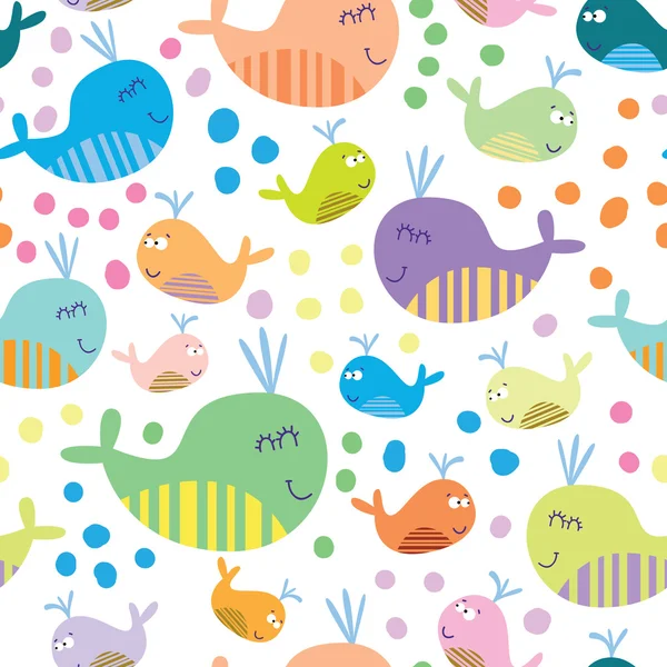 Cute seamless pattern with whales — Stock Vector