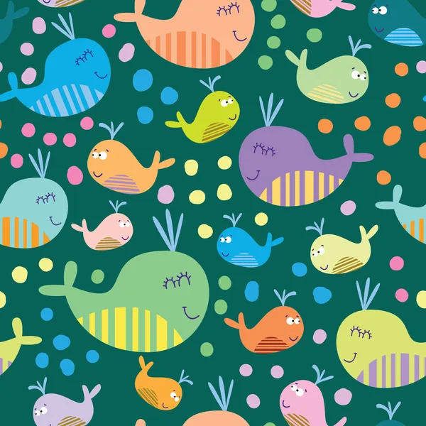 Mignon motif sans couture avec des baleines — Image vectorielle