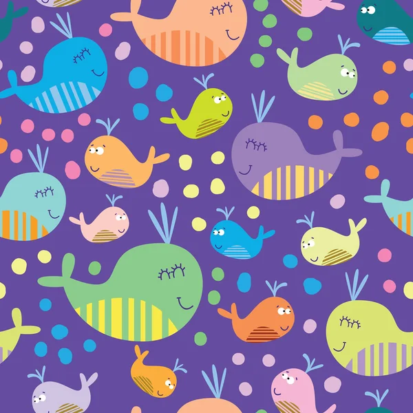 Mignon motif sans couture avec des baleines — Image vectorielle