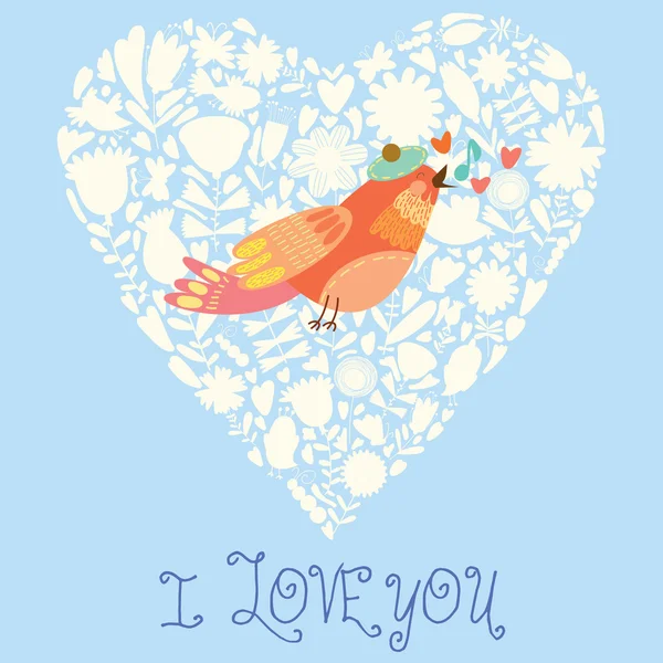 Cute wedding invitation with bird. — Stock Illustration Cute wedding invitation with bird. Royalty Free Stock Illustrations