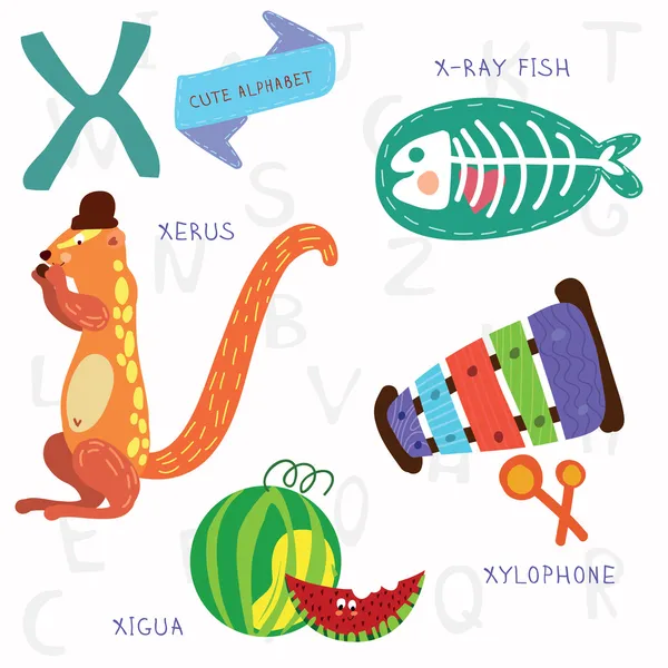 Alphabet design dans un style coloré . — Image vectorielle