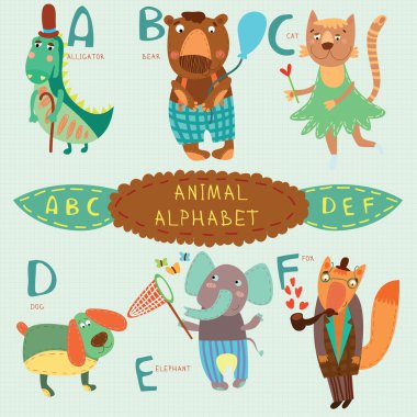 çok şirin alphabet.a, b, c, d, e, f harfleri.