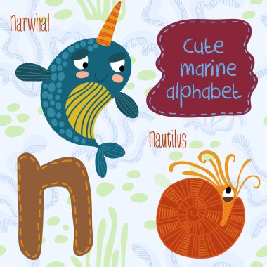 alphabet.marine vektör ayarla.