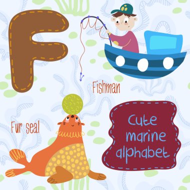 alphabet.marine vektör ayarla.