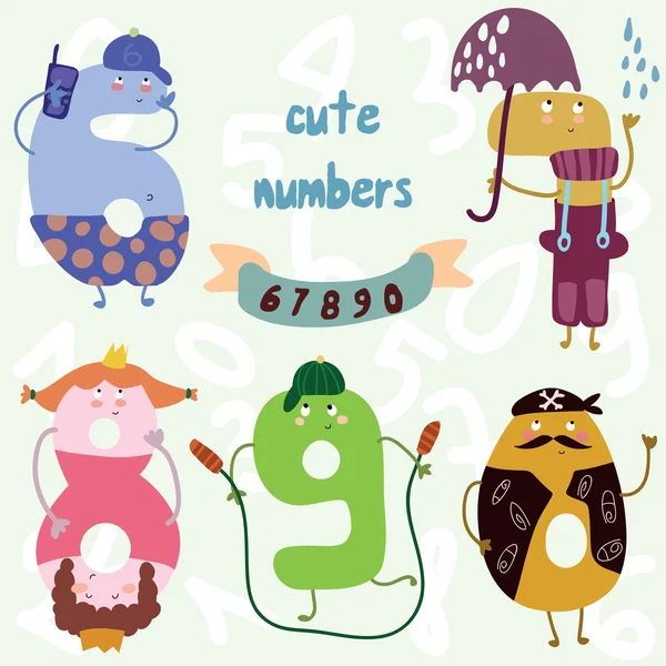 Vector set-cute numbers. — Stock Vector