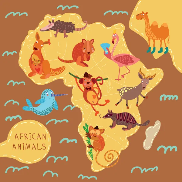 Set di animali africani — Vettoriale Stock